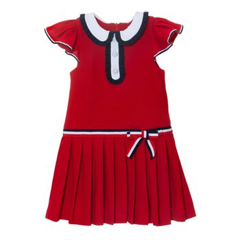 Girls Red Pleated Dress