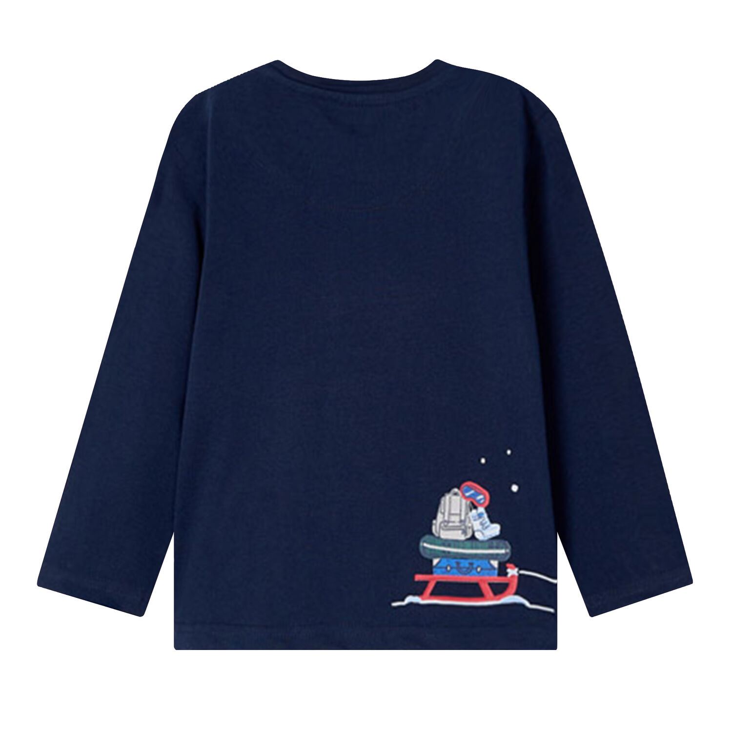 Younger Boys Navy Graphic Long Sleeve Top, 1, hi-res image number null