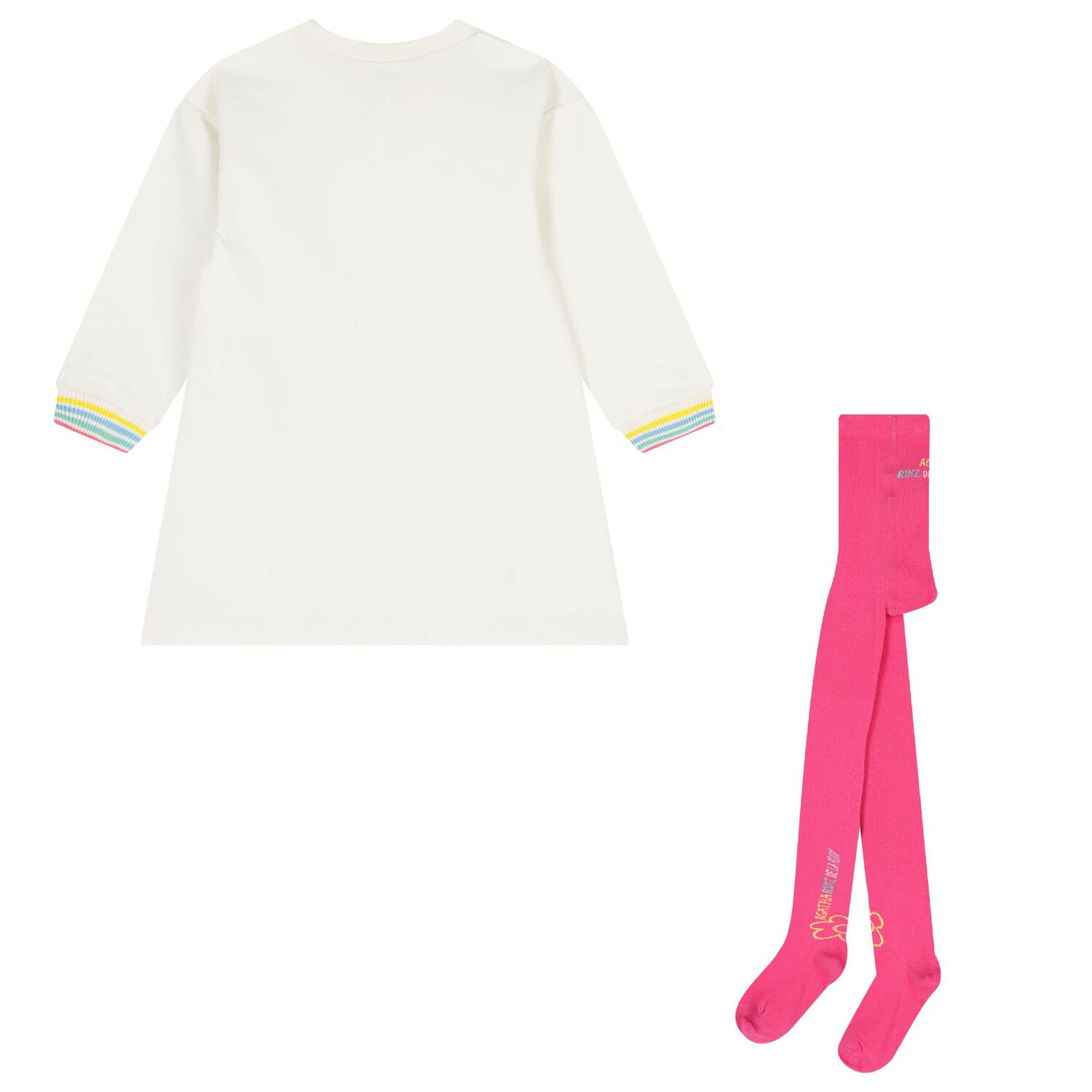 Girls Ivory & Pink Sweatshirt Dress Set, 1, hi-res