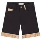 Boys Black Geo Map Shorts, 1, hi-res