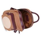 Girls Beige Canvas Horse Logo Backpack ( 26cm ), 1, hi-res