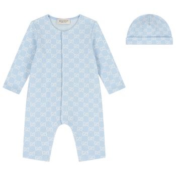 Baby Boys Blue GG Logo Romper Gift Set