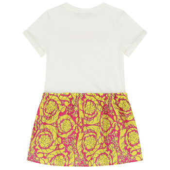Girls Ivory, Pink & Yellow Barocco Dress