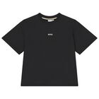 Girls Black Logo T-Shirt, 1, hi-res