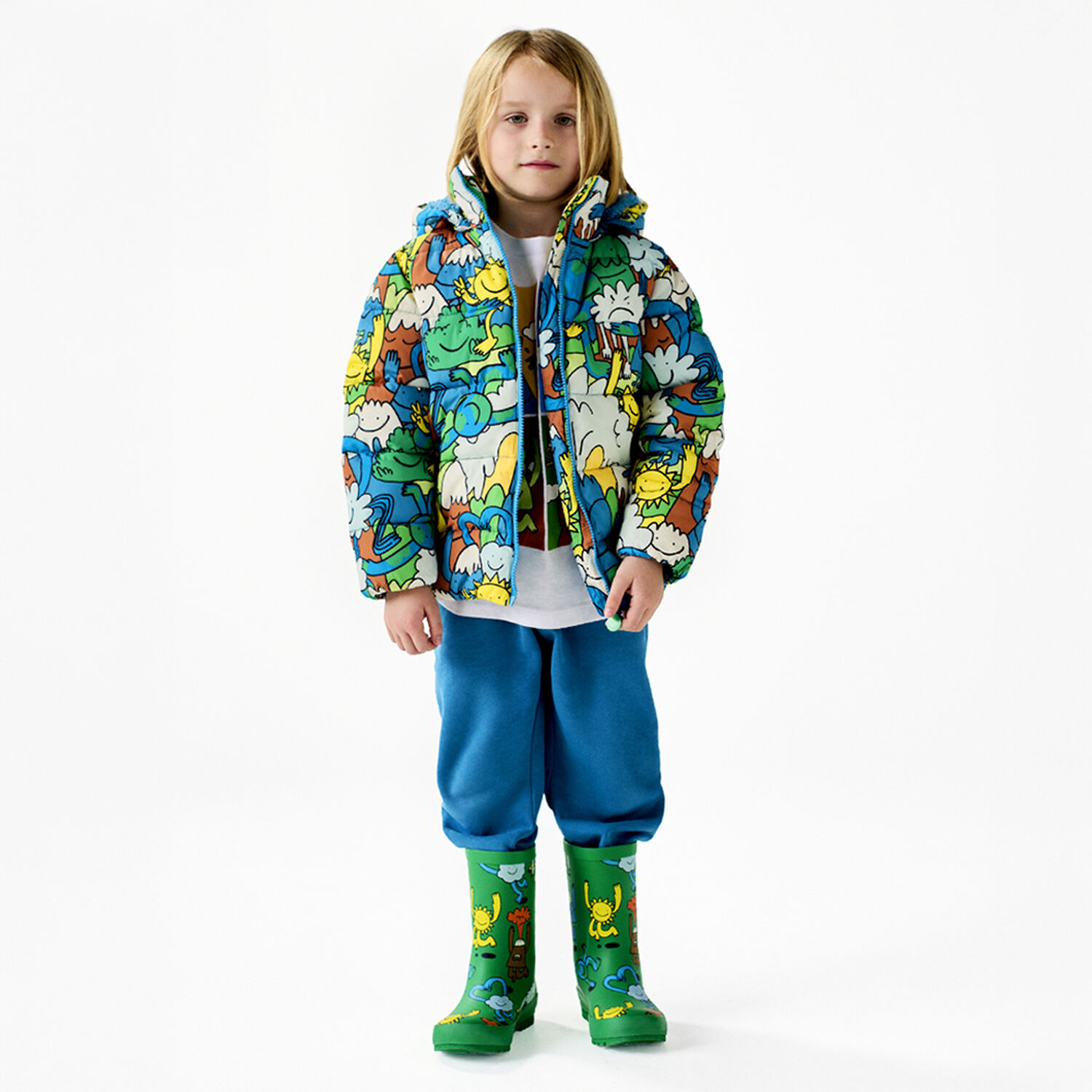 تيشيرت اولاد بطبعه فولكانو باللون الابيض , 1, hi-res