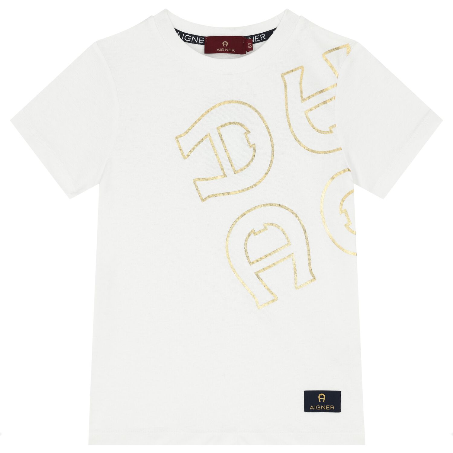 Boys White & Gold Logo T-Shirt, 1, hi-res image number null