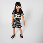 Girls Black Logo Floral Dress, 1, hi-res