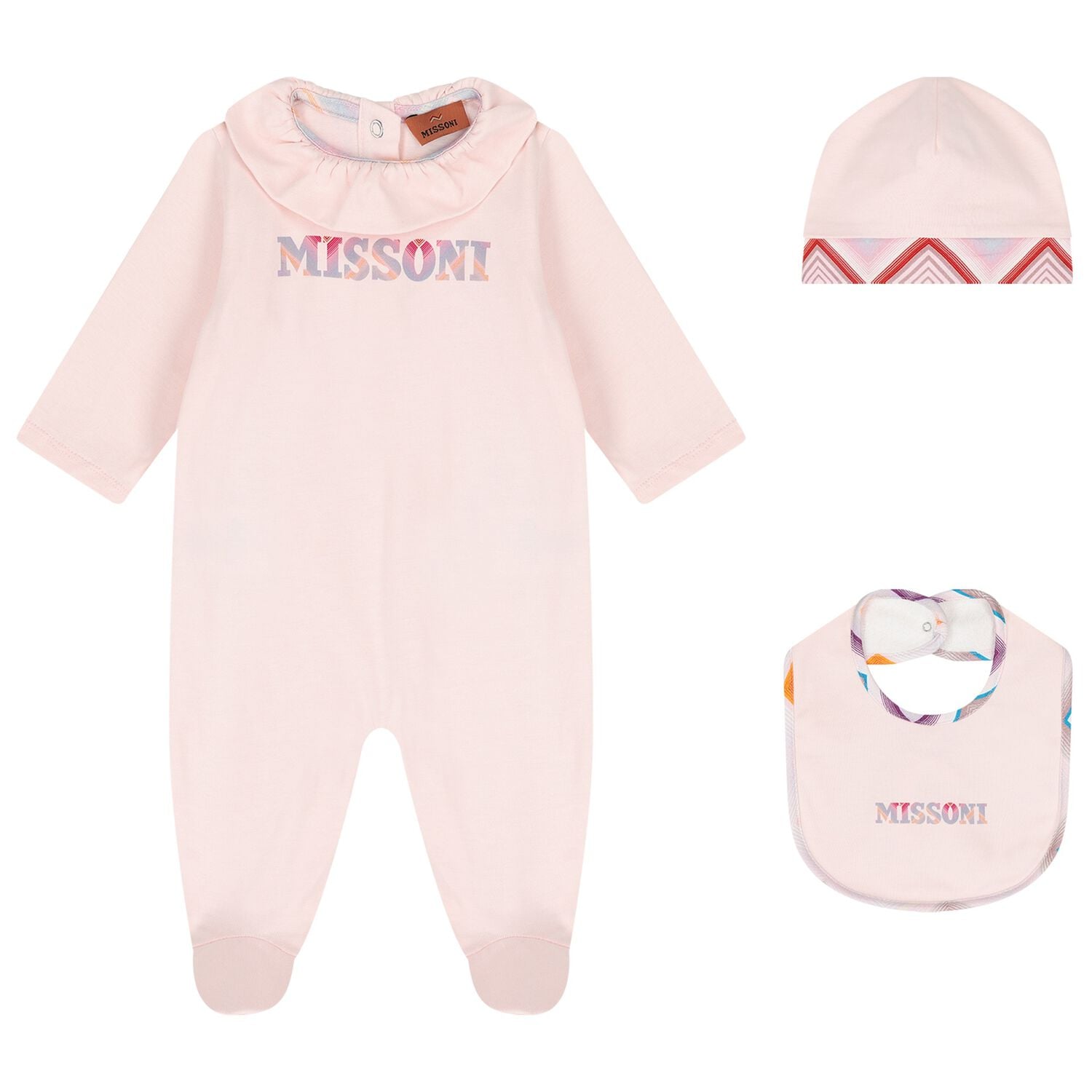 Baby Girls Pink Logo Zig Zag Babygrow Gift Set, 1, hi-res