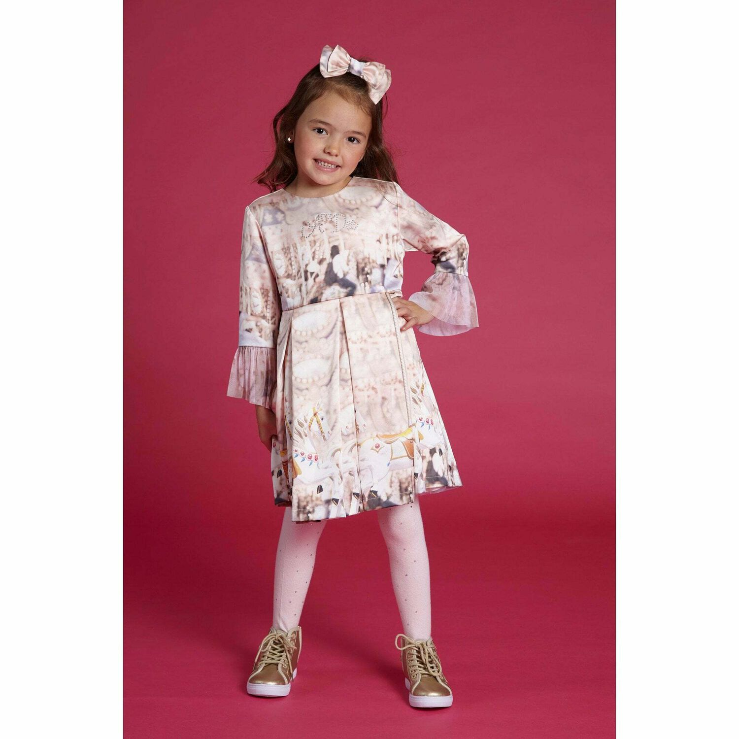 Girls Pink & Ivory Dress, 1, hi-res image number null