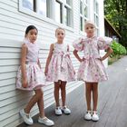 Girls Pink Rose Satin Dress, 1, hi-res