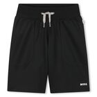 Boys Black Logo Shorts, 1, hi-res