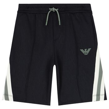 Boys Navy Blue Logo Shorts