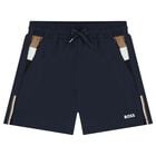 Boys Mini Me Navy Blue Logo Swim , 1, hi-res