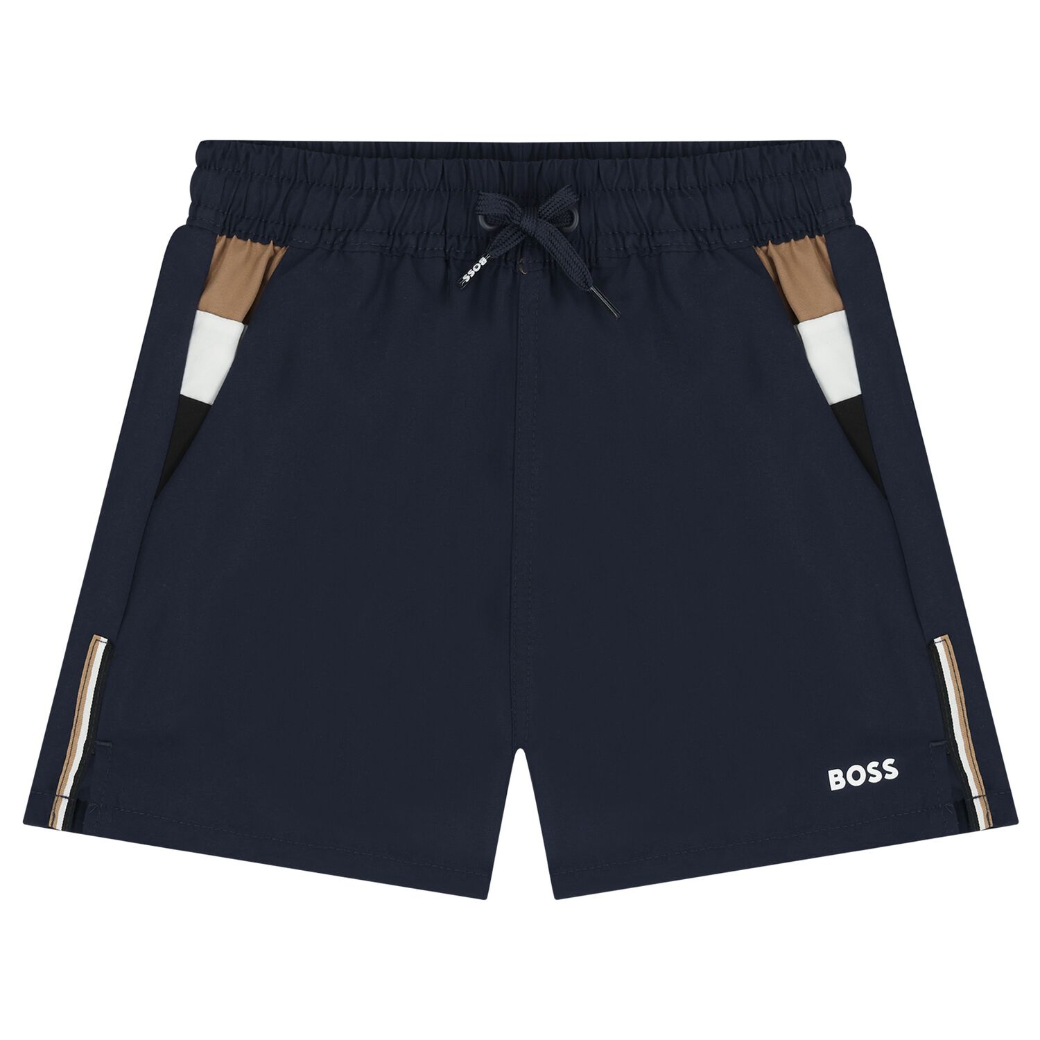 Boys Mini Me Navy Blue Logo Swim , 1, hi-res