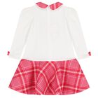 Girls Ivory & Red Bow Dress, 1, hi-res
