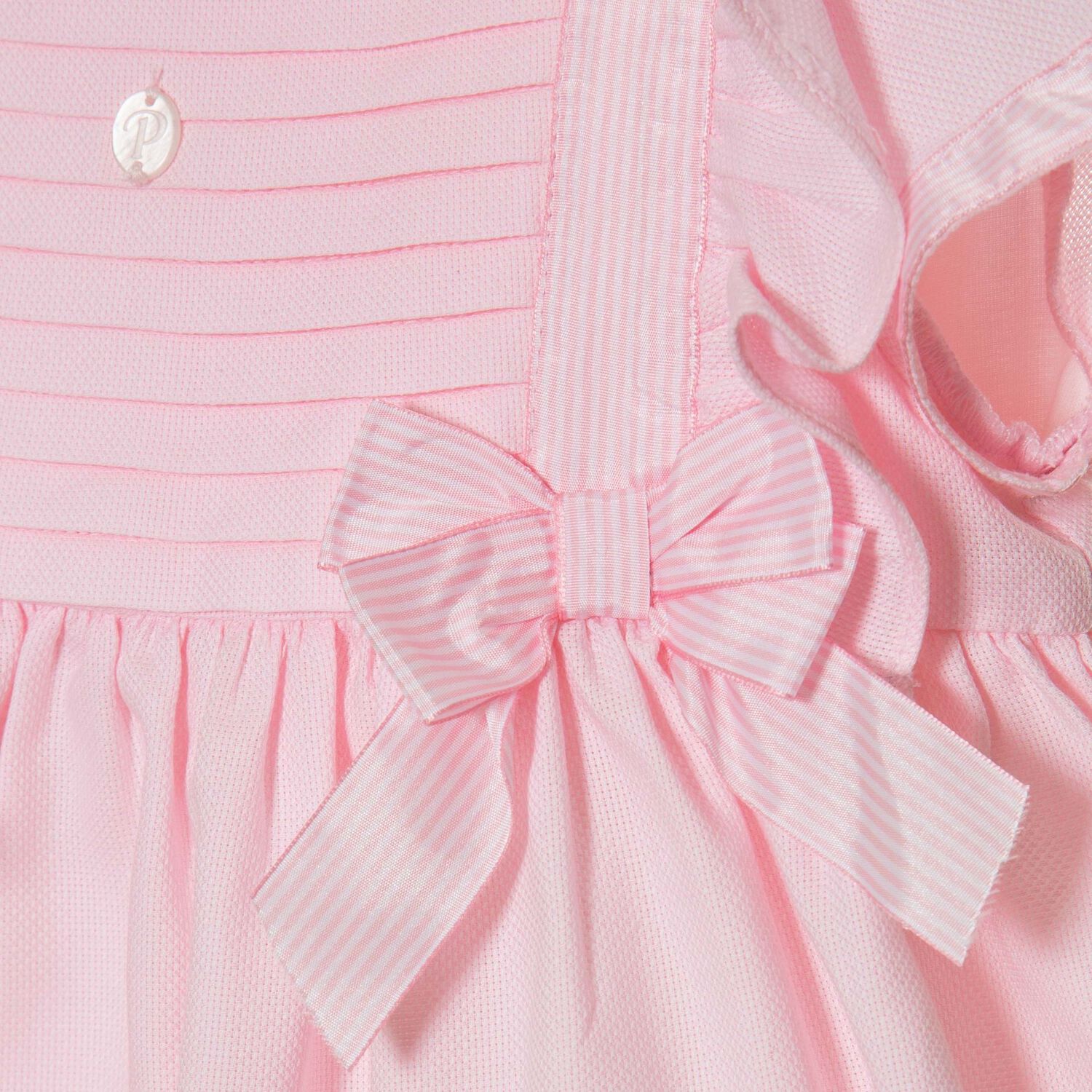 Girls Pink Bow Dress, 1, hi-res