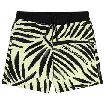 Boys Mini Me Black & Yellow Logo Swim Shorts