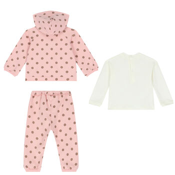 Baby Girls Pink & Ivory 3 Piece Tracksuit