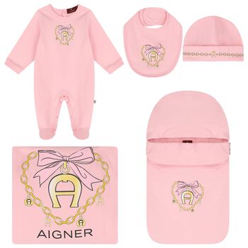 Baby Girls Pink Logo Baby Set