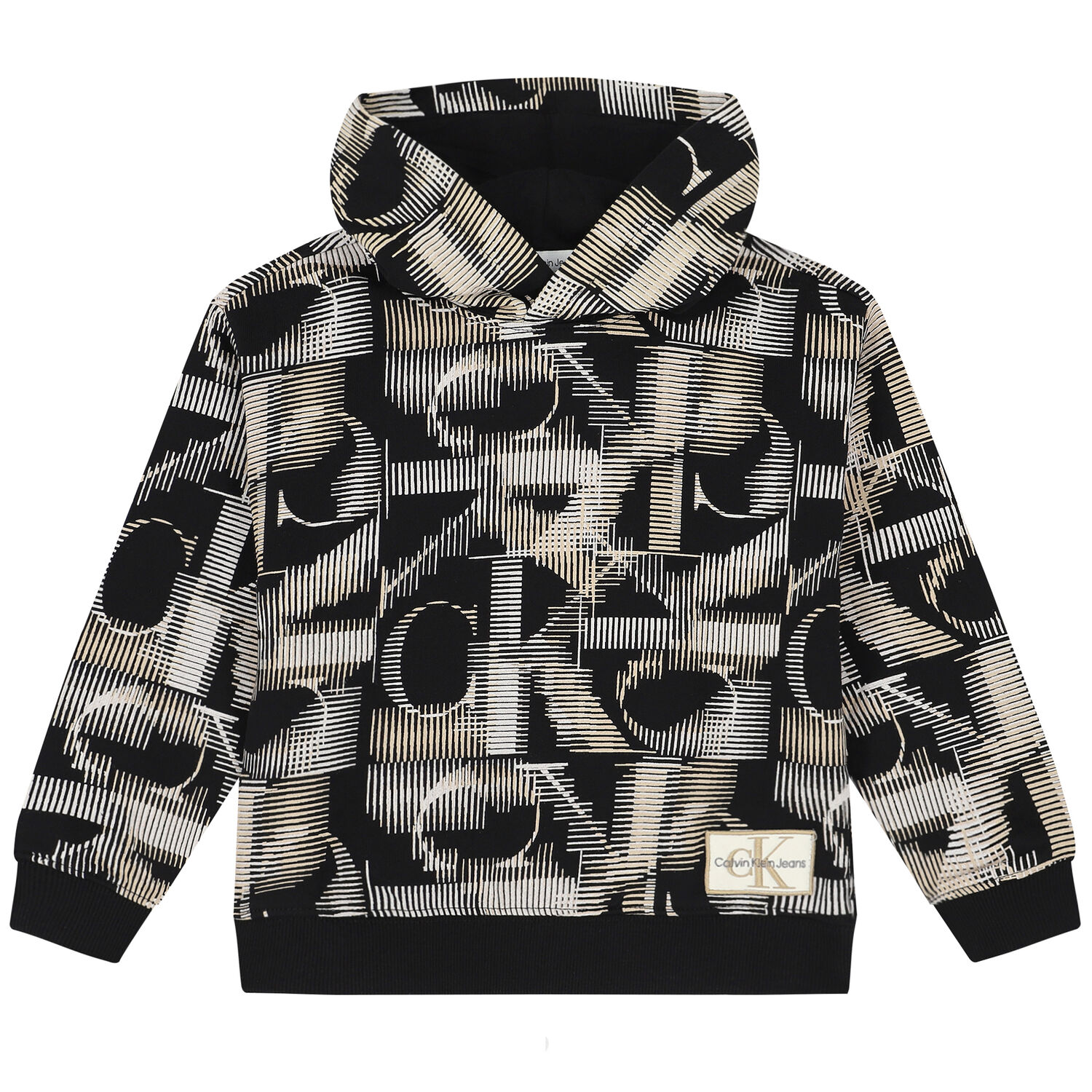 توب هودي بالشعار باللون الأسود للأولاد, 1, hi-res