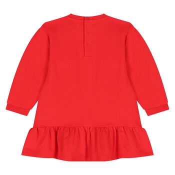 Younger Girls Red Teddy Bear Logo Dress