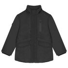 Boys Black Padded Puffer Jacket, 1, hi-res