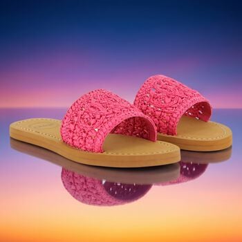 Girls Mini Me Pink & Beige Logo Sliders
