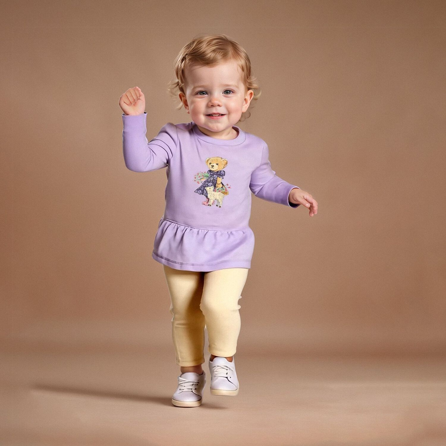 Baby Girls Purple & Ivory Logo Leggings Set, 1, hi-res image number null