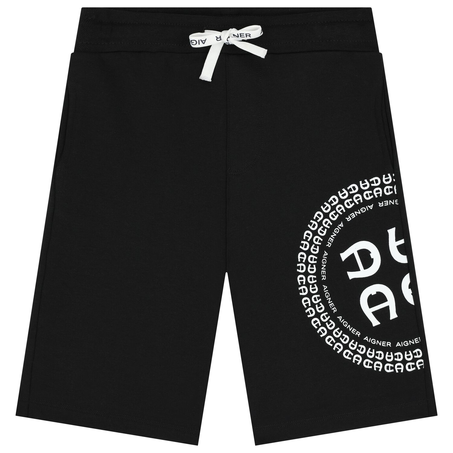 Boys Black Logo Shorts, 1, hi-res
