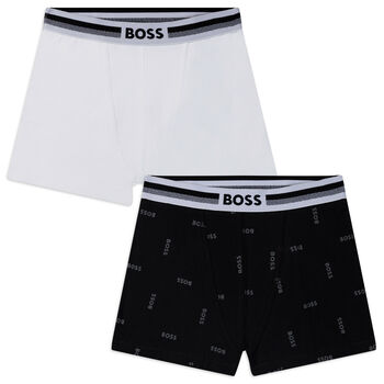 Boys White & Black Boxers (2 Pack)