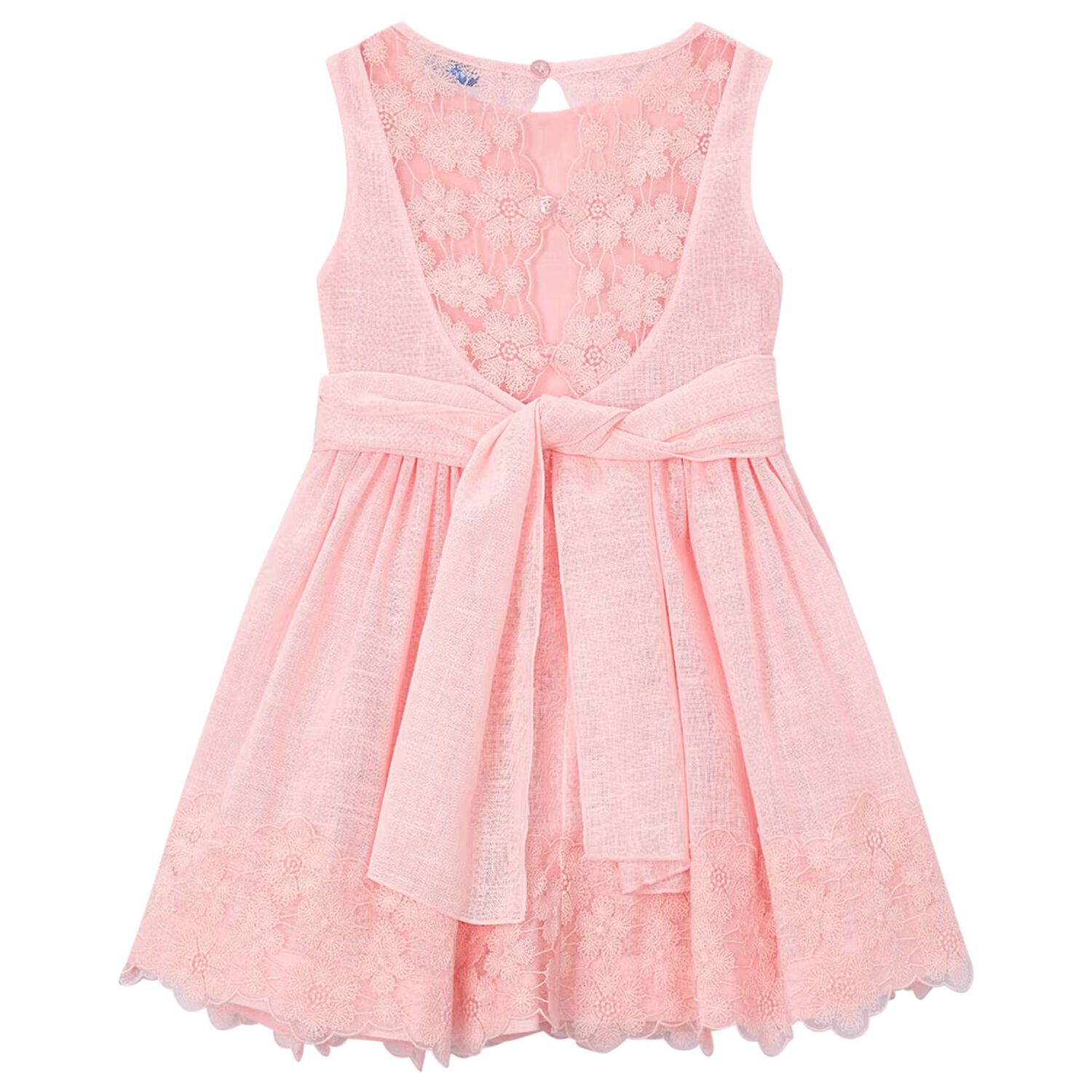 Girls Pink Floral Lace Dress, 2, hi-res