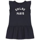 Younger Girls Navy Blue Logo Dress, 1, hi-res