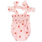 Baby Girls Pink Heart Romper, 1, hi-res
