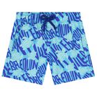 Boys Blue Turtle Swim Shorts, 1, hi-res