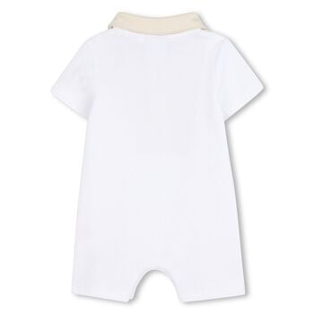 Baby Boys White & Beige Romper