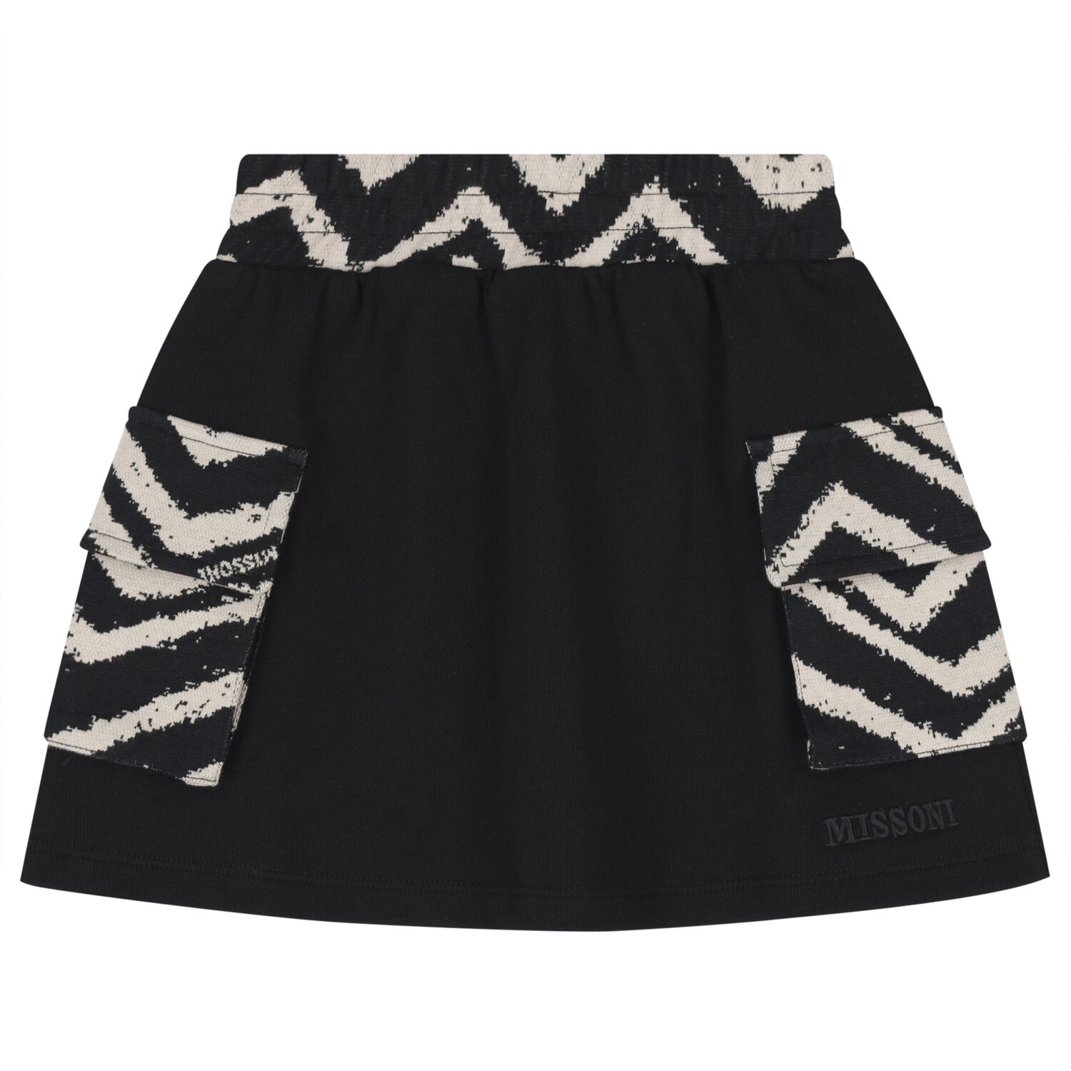 Girls Black Zig Zag Logo Skirt, 1, hi-res