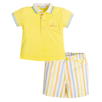 Boys Yellow & White Shorts Set