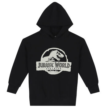 Black Embroidered Jurassic Logo Hooded Top