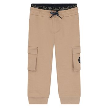 Younger Girls Beige Logo Joggers