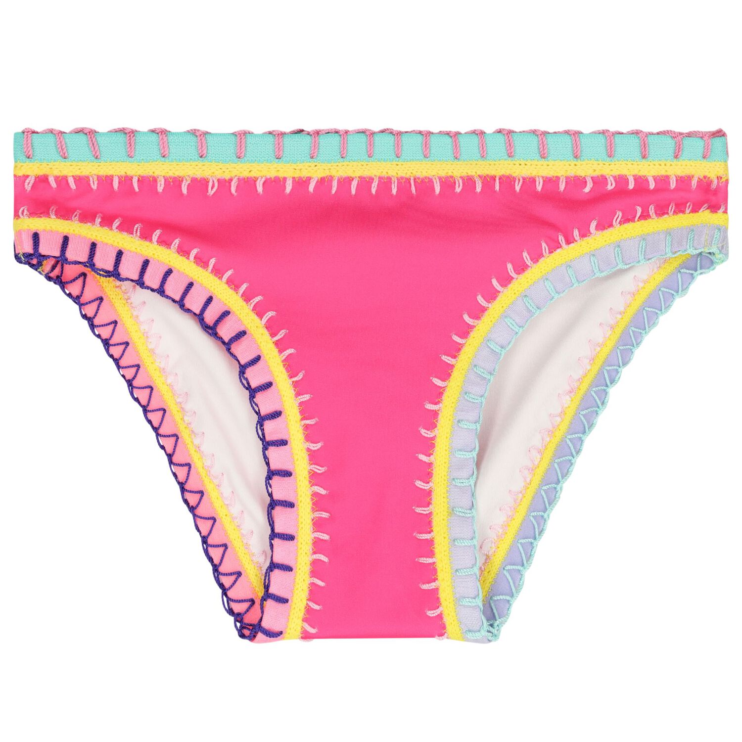 Girls Pink Embroidered Bikini, 1, hi-res