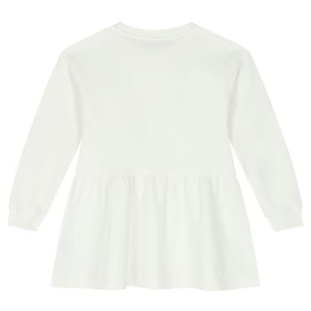 فستان بنات بشعار تيدي بير باللون العاجي