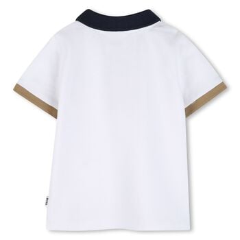 Younger Boys White Logo Polo Shirt
