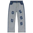 بنطلون جينز للاولاد بالشعار باللون الازرق , 1, hi-res