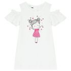 طقم بنات شورت باللون الأبيض والزهري, 1, hi-res