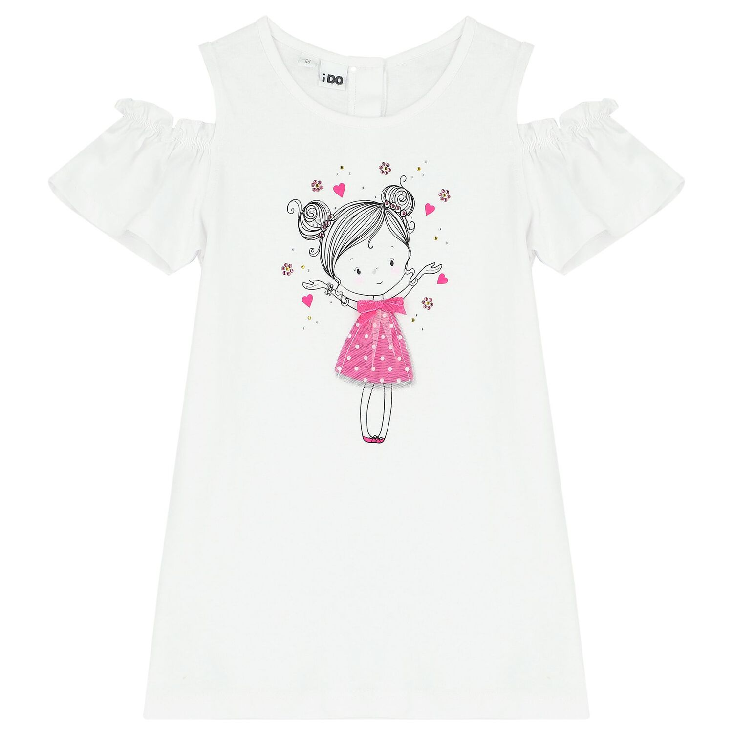 طقم بنات شورت باللون الأبيض والزهري, 1, hi-res