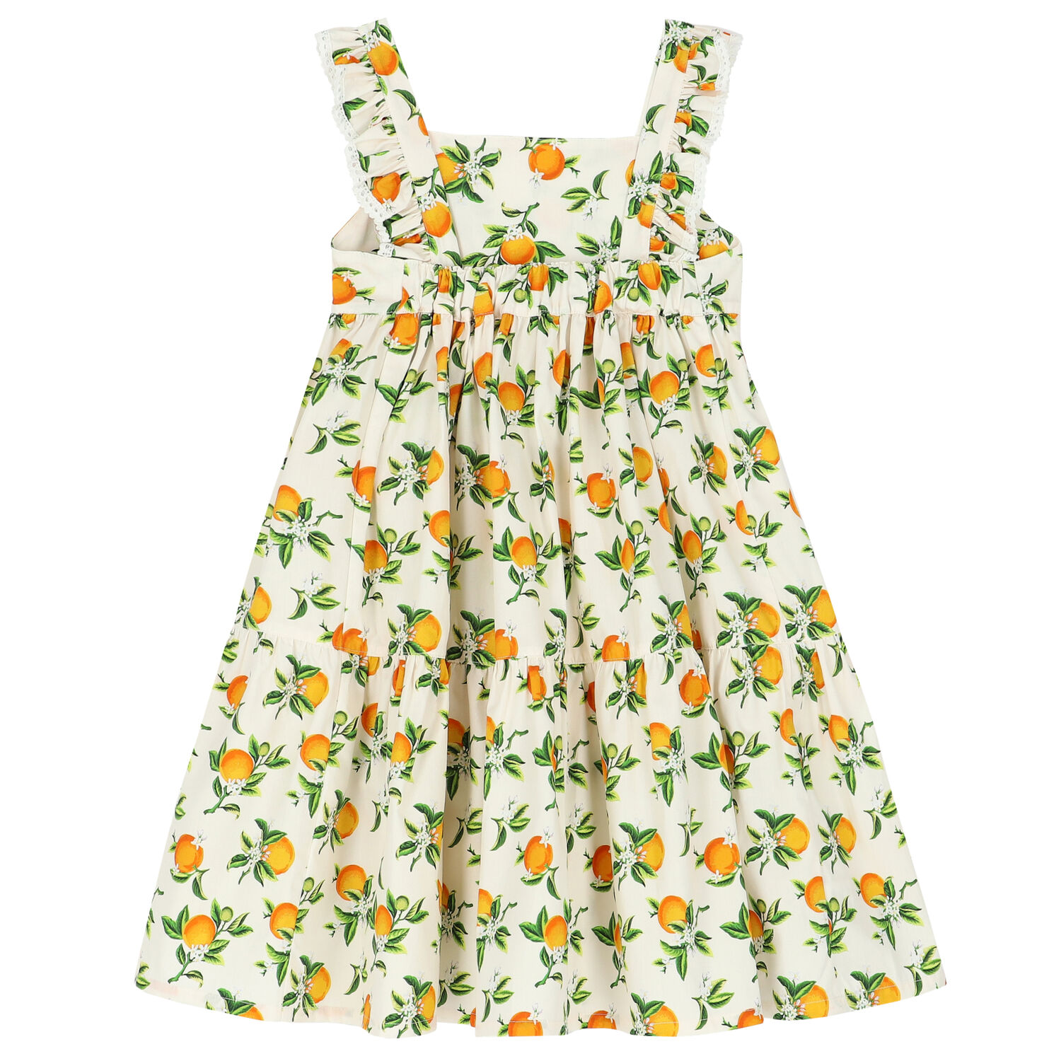 Girls Ivory & Orange Dress, 1, hi-res