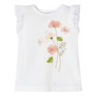 Girls White Tulle Flower T-Shirt, 1, hi-res