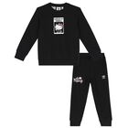Girls Black Hello Kitty Tracksuit, 1, hi-res