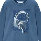 Boys Blue Headphone Long Sleeve Top, 3, hi-res