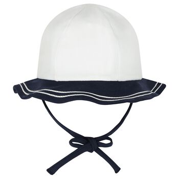 قبعة بيضاء و كحلي للبنات الصغيرات